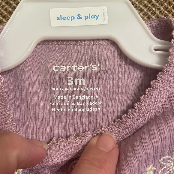 Carter’s Lavender Girl’s One Piece Suit with Floral Detail, NWT, Size 3M - Picture 3 of 6